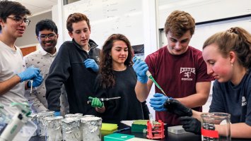 Students prep fruit fly DNA in wet lab at Exeter