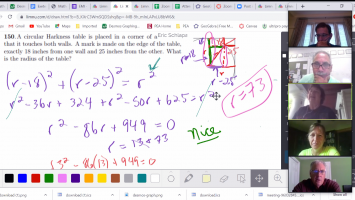 Screen shot of several people analyzing a math problem using an online whiteboard.